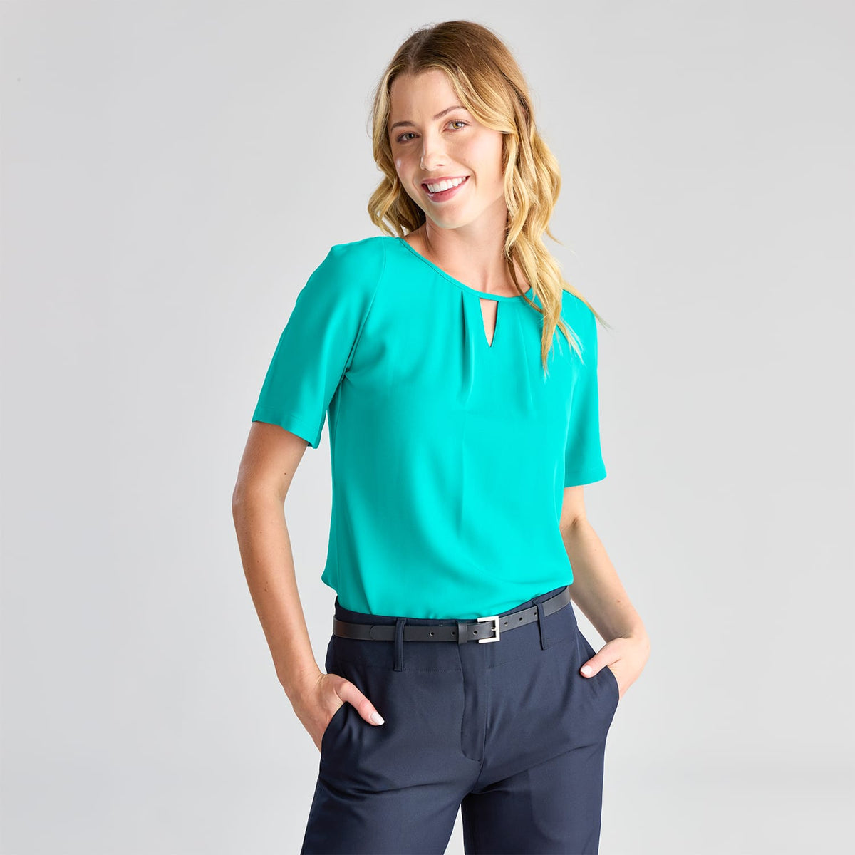 Short Sleeve Keyhole Blouse