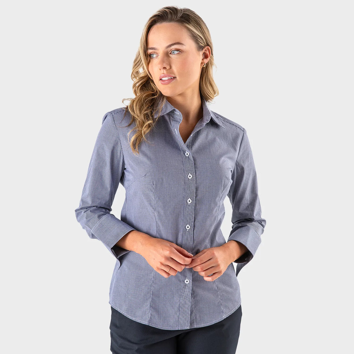 3/4 Sleeve Mini Check Shirt