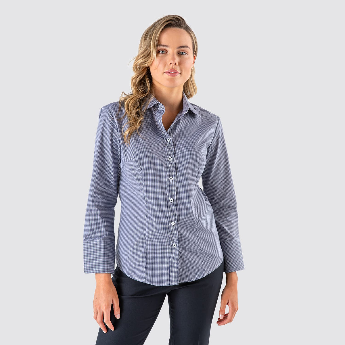 3/4 Sleeve Mini Check Shirt