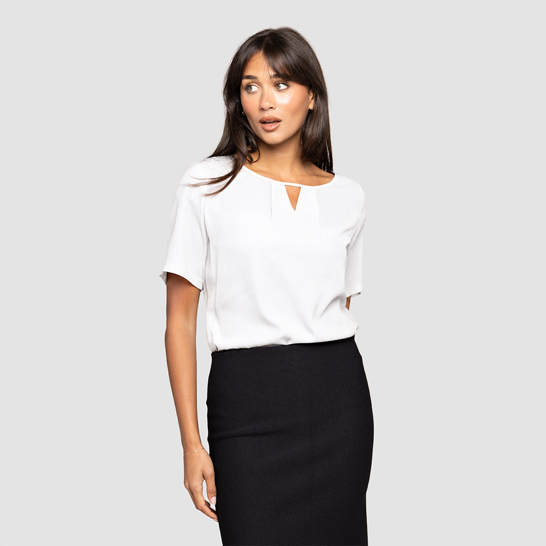 Short Sleeve Keyhole Blouse