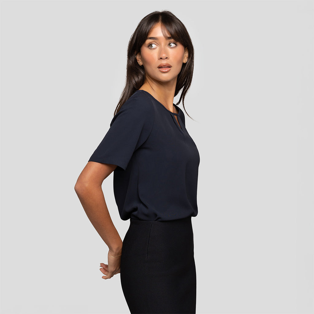 Short Sleeve Keyhole Blouse