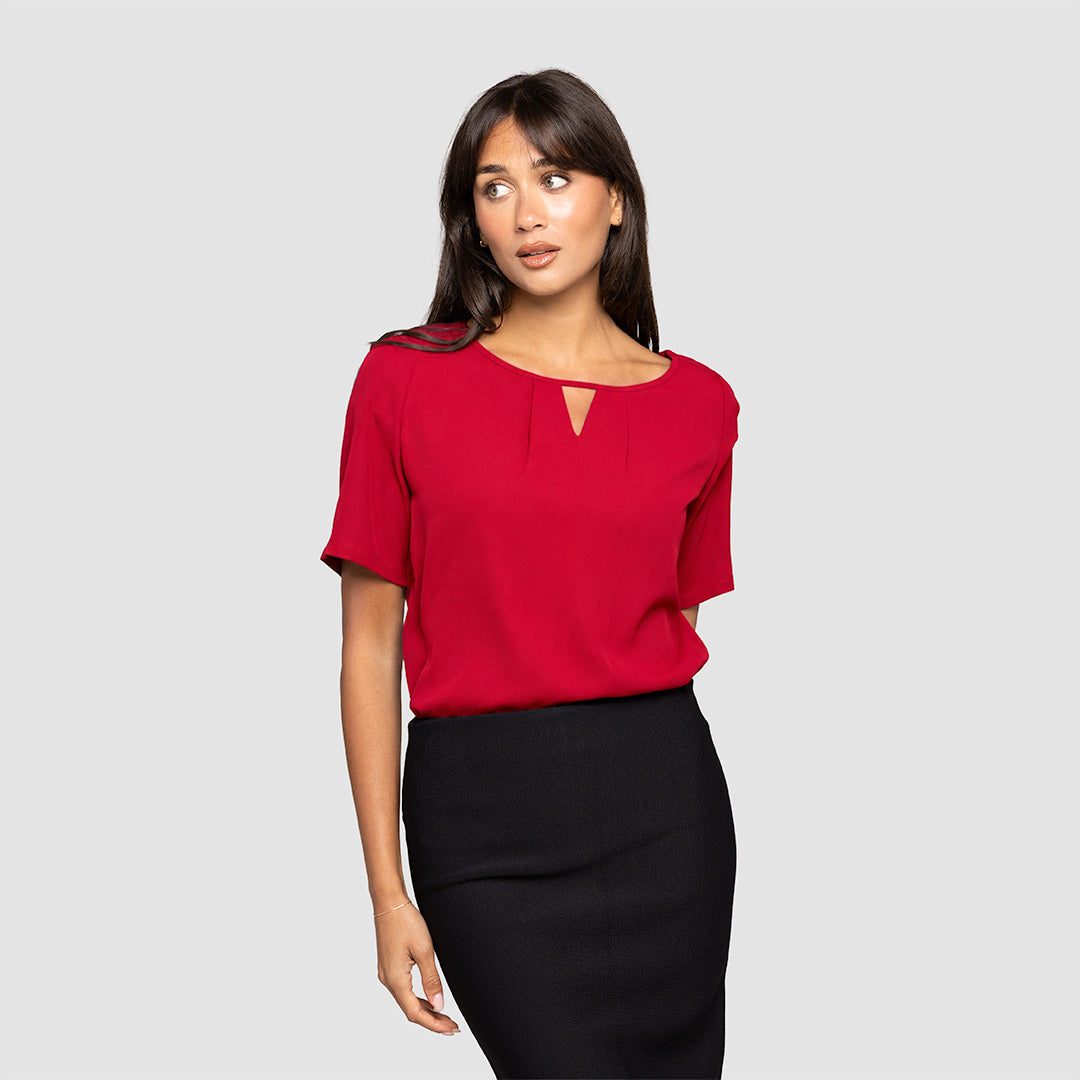 Short Sleeve Keyhole Blouse