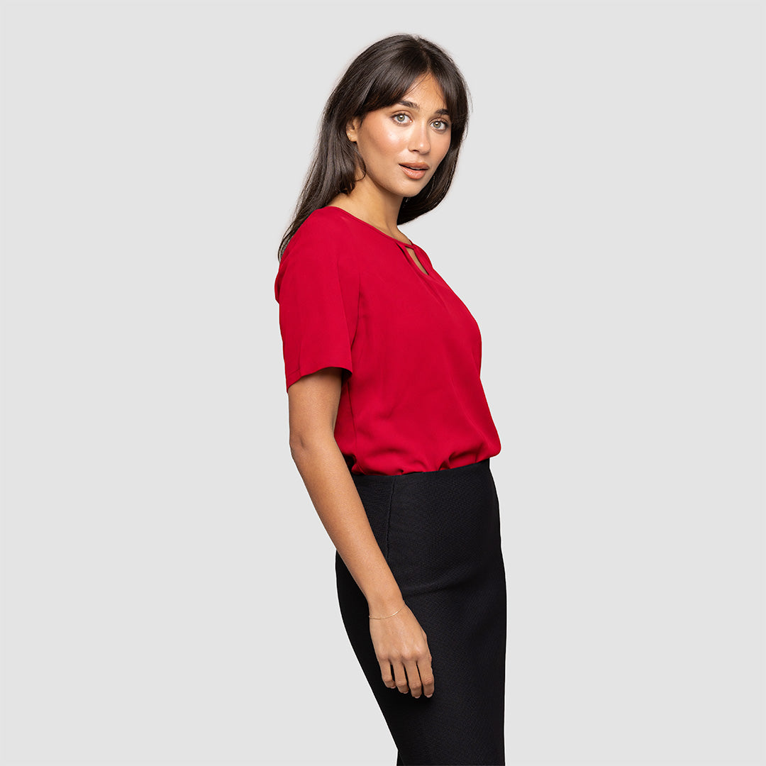 Short Sleeve Keyhole Blouse