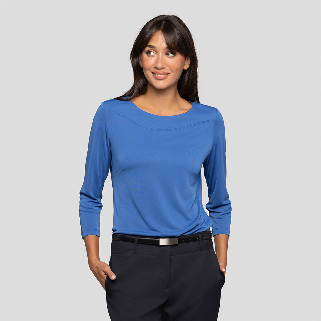 Soft Knit 3/4 Sleeve Boat Neck Top