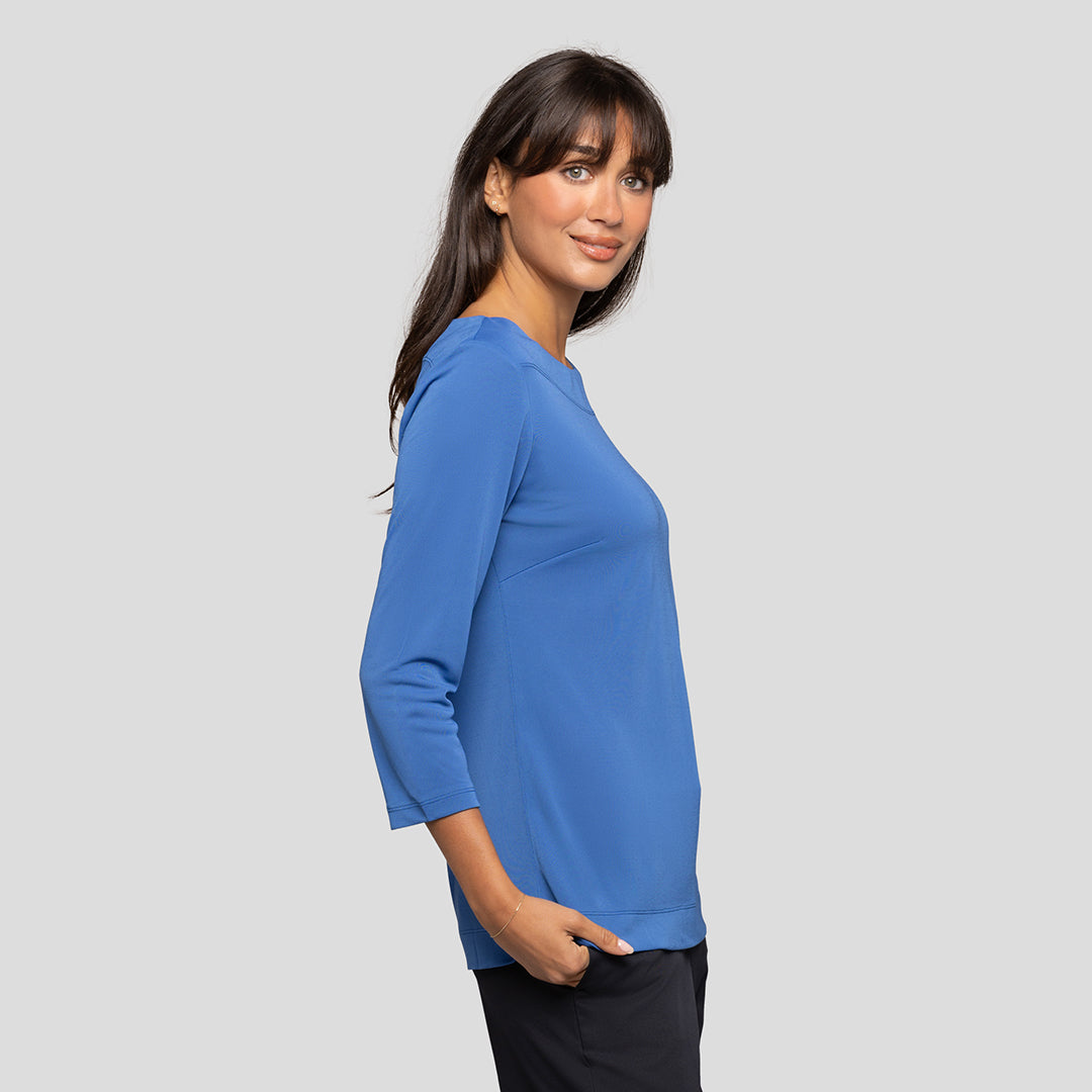 Soft Knit 3/4 Sleeve Boat Neck Top
