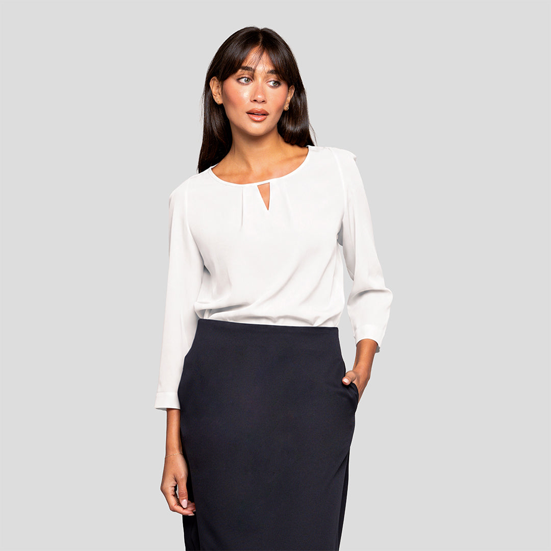 3/4 Sleeve Keyhole Blouse