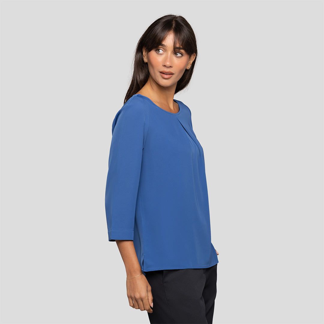 3/4 Sleeve Pleat Front Blouse