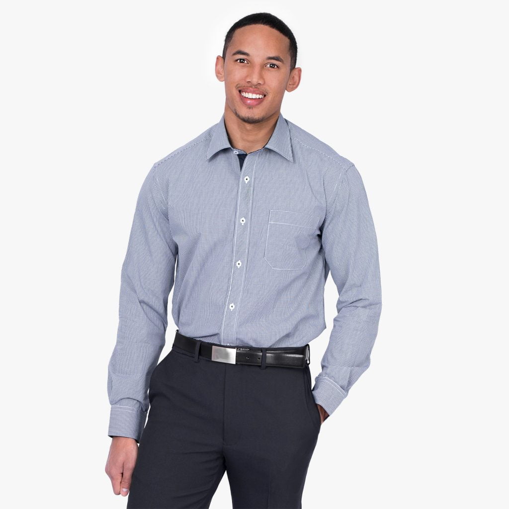 Mens Tailored Fit Mini Check Shirt - Custom Embroidery