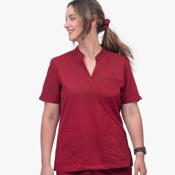 Sangria Red Crossover Shirt, a Vibrant and Fashionable Choice.