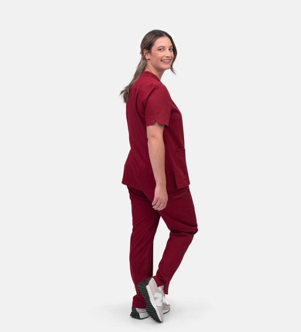 Full Body Sangria Red Crossover Shirt, a Vibrant and Fashionable Choice.