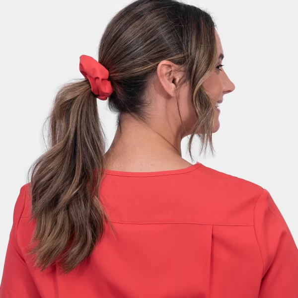 Matching Watermelon Pink Scrunchies to Complete the Look with Our Scrubs. These Scrunchies Perfectly Complement the Color and Style of Our Scrubs, Adding a Touch of Elegance and Coordination to Your Outfit.