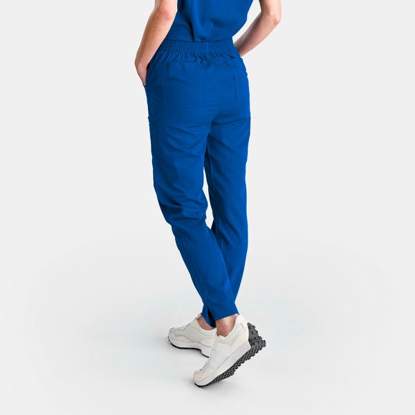 Designs to You: Side View of Female Model Wearing Ocean Blue Unisex Cargo Jogger Scrub Pant