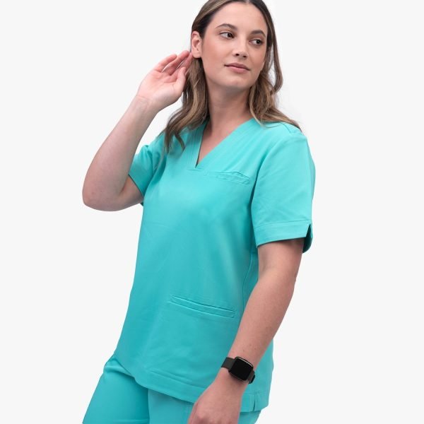 Women Wearing Designs to You Coolmint Scrubs, Showcasing Their Stylish Design and Functionality with Two Front Pockets. These Scrubs Are Currently on Final Sale, Offering a Great Opportunity to Grab Them at a Discounted Price.