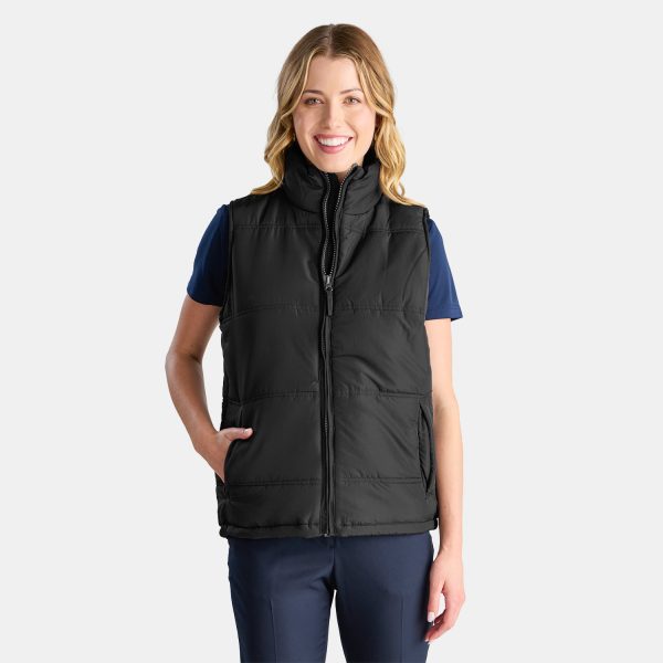 Unisex Puffer Vest in Black, Viewed with Full Body
