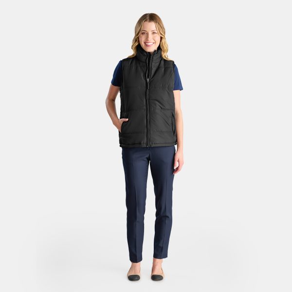 Unisex Puffer Vest in Black, Viewed with Full Body