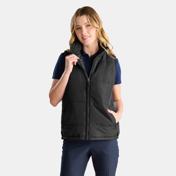 Unisex Puffer Vest in Black, Viewed from the Front