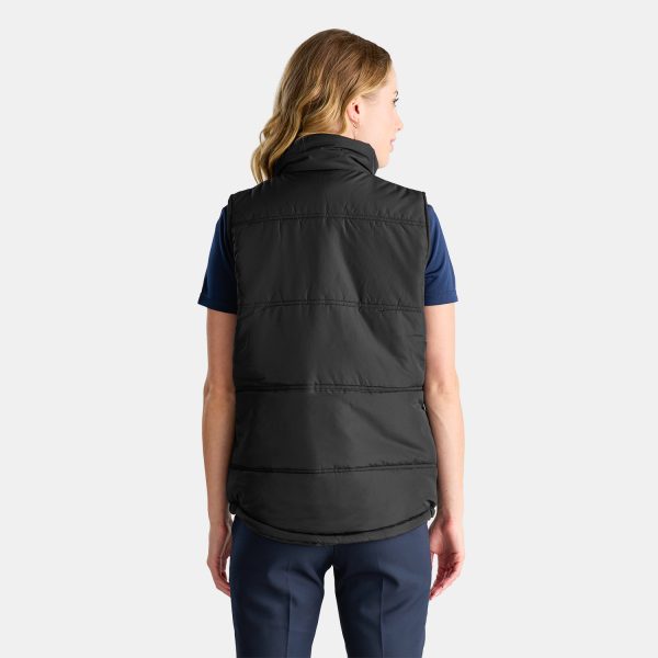Unisex Puffer Vest in Black, Viewed from the Back
