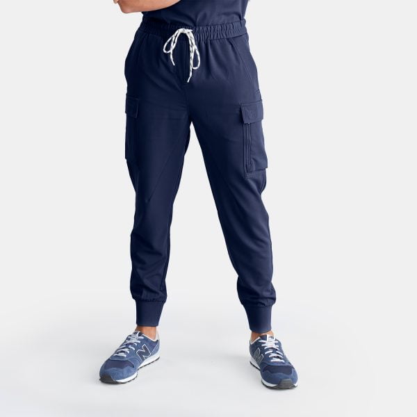 Man Wearing Unisex Cargo Jogger Scrub Pant in Twilight/navy by Designs to You